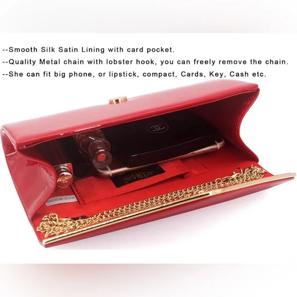 DEXMAY patent leather envelope clutch purse shinny candy foldover evening bag - Picture 2 of 13